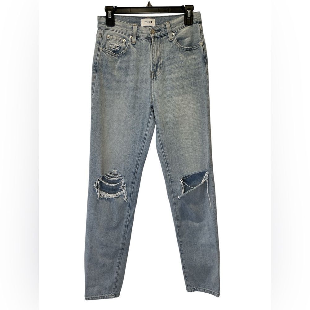 PISTOLA Classic High Rise  Relaxed Blue Distressed Women's Jeans size 25